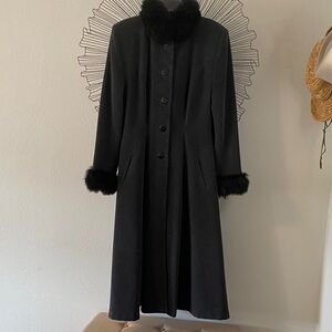 Peruvian Connection Vintage Maxi Coat Wool & Alpaca Dark Gray & Black Size 10